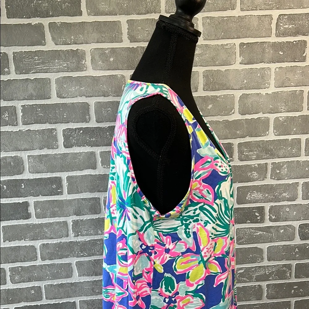 Lilly Pulitzer Blythe Tank Dress Casa Azul Floral Print Pima Cotton Women’s Larg - Picture 5 of 15